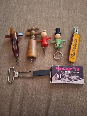 Vintage Japan Barware Wooden Bottle Opener Cork Screw & Various. Lot Of 6 • $14.99