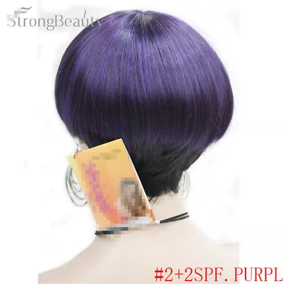 StrongBeauty Short Wigs Women Synthetic Brown/Purple Hair Mushroom Haircut Wig • $22.99