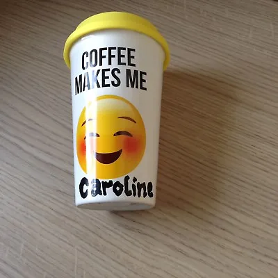 £12.99 • Buy Smiley Emoticon Travel Mug Ceramic Cup Silicone Lid Coffee Thermal Emoji
