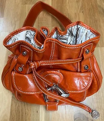 Francesco Biasia Orange Leather Handbag Purse • $24.95