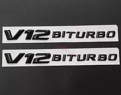 2x Black V12 BITURBO Number Letters Side Emblem Badge Sticker For Mercedes Benz • $17.99