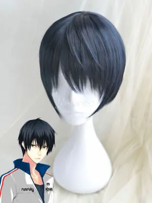 New Fashion Blue/Black Short Straight Anime Haruka Nanase Halloween Cosplay Wig • $19.37