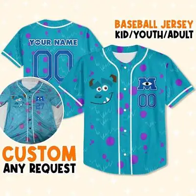 Custom Monster Inc Sulley Fur  Jersey Custom Disney Jersey Baseball Jersey • $39.99