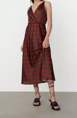 Nwt Zara Women Polka Dot Dress Brown/red Size M • $31