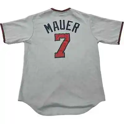 Vintage Minnesota Twins MLB Joe Mauer Grey Baseball Jersey(Medium) • $48
