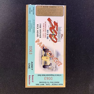 1989  73rd Indy 500 Indianapolis Motor Speedway Ticket Stub FREE SHIPPING!!! • $12.99