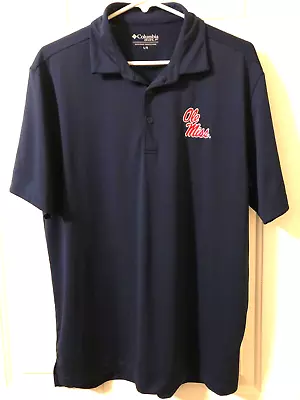 OLE MISS Rebels Navy Blue Columbia Golf Collared Large Polo Shirt Mens L NWOT • $29.95