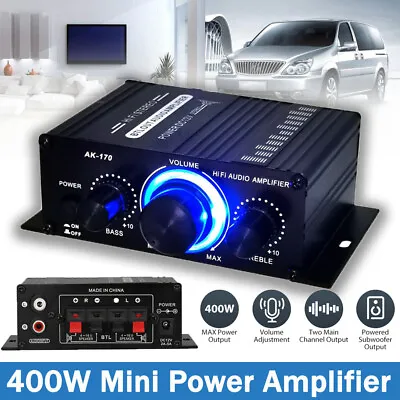 Mini HiFi Digital Stereo Audio 2 Channels Amplifier Power Amp DC 12V FM Car Home • $8.69