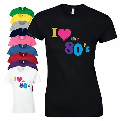 £8.99 • Buy I Love 80's T Shirt 80s Party Fancy Dress Costume 80 Heart Gift Ladies 1980s Top
