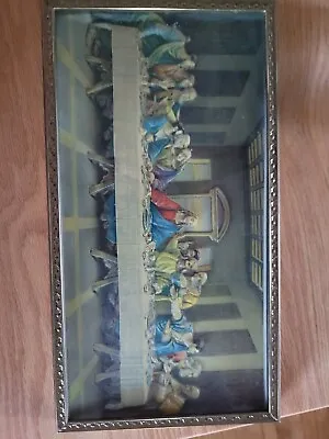 Vintage 3D Celluloid Last Supper Picture Raised Scene Of Jesus And The Apostles • $30