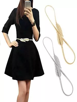 Womens Gold Belt High Waist Metal Mirror Metallic Plate Wide Obi Band Chains NEW • $5.49