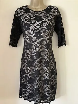 Black Lace Pencil Dress - Size 16 • £0.99