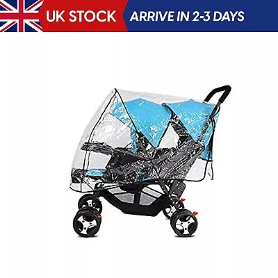 Universal Stroller Raincover Twins Strollers Double Tandem Baby Stroller Transpa • £13.99