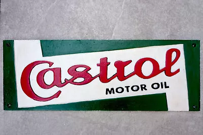 Castrol Motor Oil Sign Repro Garage Advertising Cast Iron Plaque Man Cave 49cm • $26.11