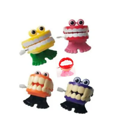 Funny Mini Clockwork Teeth Wind Up Tooth Chattering Joke Gag Novelty Kid Fun Boy • £3.59