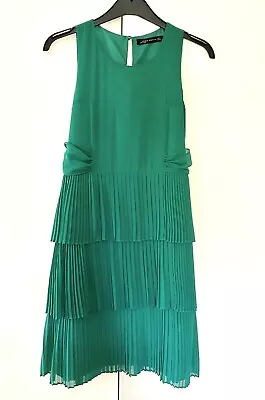Zara Emerald Pleated  Dress Fully Lined. Excellent Condition Worn Few Times. • £6.80