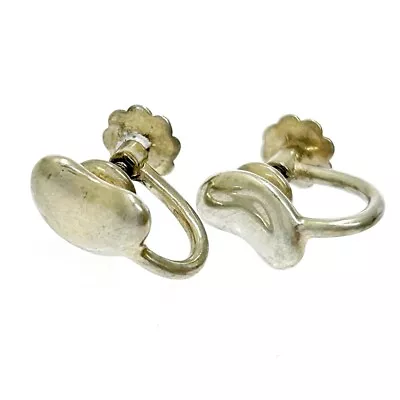 Tiffany Co Silver Elsa Peretti Bean Screw Bucks Earrings Used • $98.94