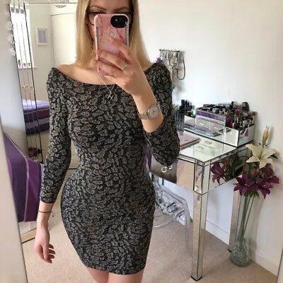£12 • Buy Topshop Sparkly Long Sleeve Bodycon Embellished Mini Dress Size 6