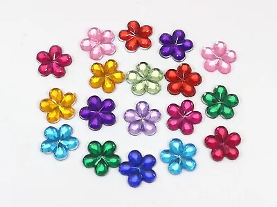 500 Acrylic Flatback Flower Rhinestone Gem 10mm DIY Embellishments Color Choice • £3.52