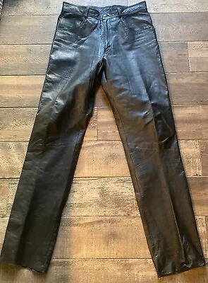 Berto Lucci Black Leather Pants Size 34 See Pics For Measurements! Beautiful • $110