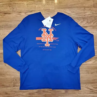 Nike Mens Baseball New York Mets Long Sleeve Blue Shirt Size XL NEW  • $24.99