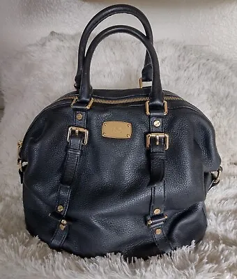 MICHAEL KORS BEDFORD MEDIUM TOP ZIP BLACK Pebbled LEATHER SATCHEL BAG NO HANGTAG • $42