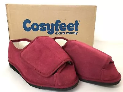 Cosyfeet 'ROWAN SUEDE' Wine  EXTRA ROOMY SLIPPER-SHOE UK 6 • £14.99