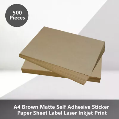 500 X A4 Brown Matte Self Adhesive Sticker Paper Sheet Label Laser Inkjet Print • $52.99