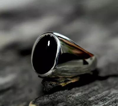 Unique Handmade Black Onyx 925 Solid Sterling Silver Men's Stackable Signet Ring • $131.25