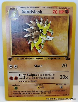 $3.49 • Buy Sandlash 41/62 -1st Edition - 1999 WoTC - Fossil- Uncommon Pokemon Card NM/M