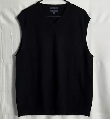 Club Room Sz L Fine Cashmere Sweater Vest Black Pullover V-Neck • $24.99