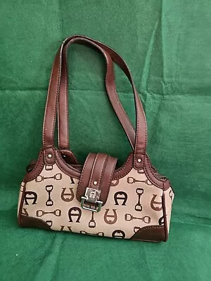 Etienne Aigner Vintage Logo Small Purse Shoulder Bag 2 Handle Zip & Snap Closure • $19.98