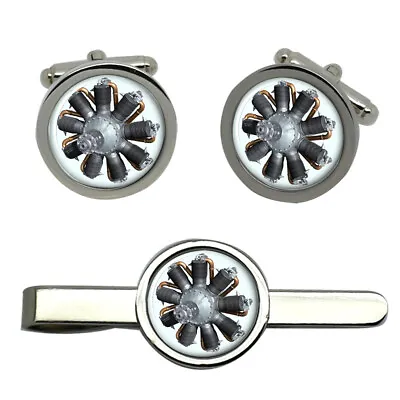 Le Rhone Rotary Aircraft Engine Cufflinks And Tie Clip Set • $79.75