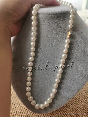 25  22 19”GENUINE AAA 9-10 MM Cultured Akoya WHITE PEARL NECKLACE 14K Gold Clasp • $49.99