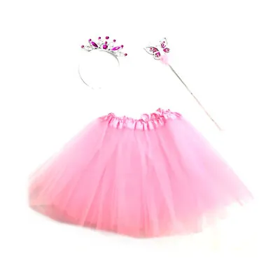 £5.99 • Buy Girls Childrens Fairy Costume Wand Tiara Tutu Set Halloween Party Costume