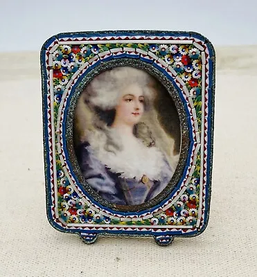 Victorian Miniature ~ MICROMOSAIC RECTANGLE PICTURE FRAME ~ Floral • $175