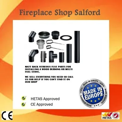 £22.50 • Buy 5  Inch 6  Stove Flue Pipe Black 4 Log Wood Burning Multifuel Stove Burning Fire
