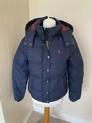 Jack Wills Ladies Hooded Quilted Jacket Size 12 Navy Blue. Duck Feather & Down • £10