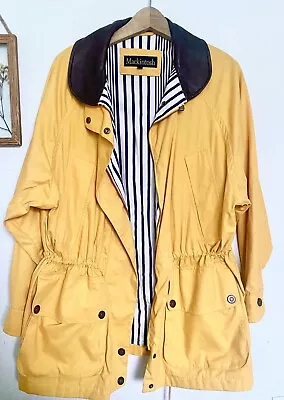 Vintage 90s Mackintosh Fisherman Oversized Rain Coat Leather Striped Lining • $39