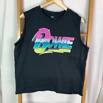 David Bowie Shirt Womens 12 Artist Multicoloured Graphic Black Sleeveless  • $2.95