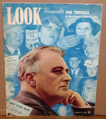 Look Magazine January 16 1940 Franklin Delano Roosevelt On Cover FDR • $9.99
