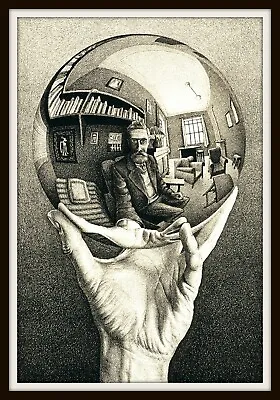 5  M.C. Escher Hand With Reflecting Sphere Vinyl Sticker. Surrealist Art Decal. • $2.95