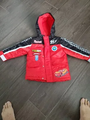 Cars Lightning McQueen Red Checkered Hood  Disney Store Jacket Size 3 • $37.99