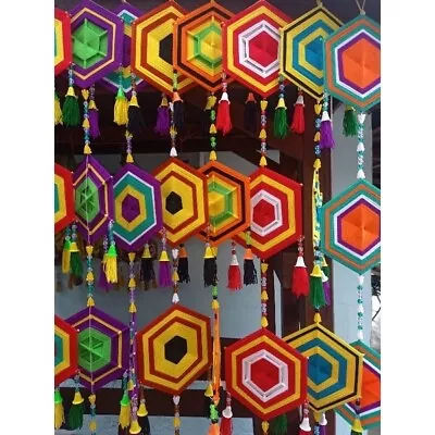 Yarn Mobile Wall Hanging Decorate Art Handcraft Multicolor Waving 5 Pcs Indoor • $89