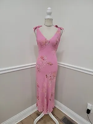 VTG Y2K A.B.S. By Allen Schwartz Slinky Floral Midi   Dress Size 8 • $39.99