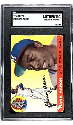 SGC 1955 Topps #47 Hank Aaron MILWAUKEE BRAVES HOF 2ND YEAR Graded Card Hammerin • $289.99