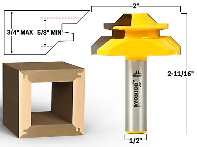 45 Degree - Up To 3/4  Stock Lock Miter Router Bit - 1/2  Shank - Yonico 15127 • $24.95