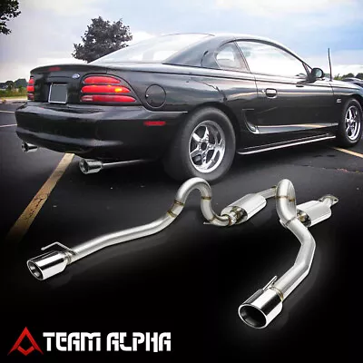 Fits 1996-2004 Mustang 4.6 V8[4  ROLLED EDGE TIP DUAL MUFFLER]SS Catback Exhaust • $227.89