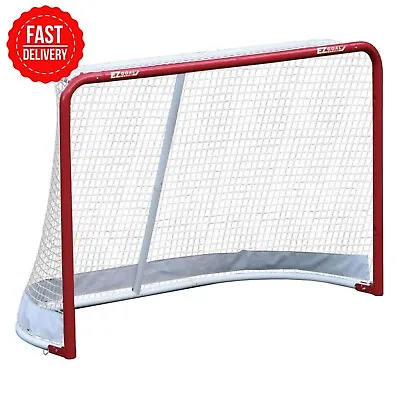 NEW EZGoal Hockey Folding Pro Goal With Backstop And Targets Red And White • $99.98