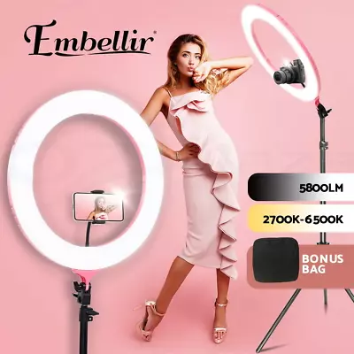 Embellir Ring Light With Stand 19  Phone+Selfie Tripod LED 6500K 5800LM Dimmable • $104.86